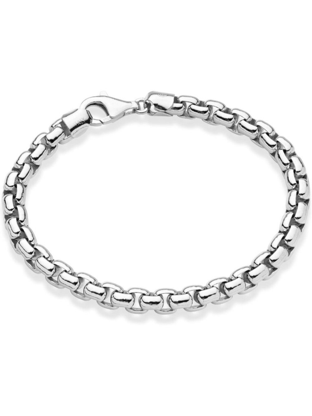 Stylish 925 Sterling Silver Box Chain Link Bracelet for Men - Italian Design